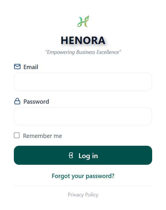Henora sign-in page