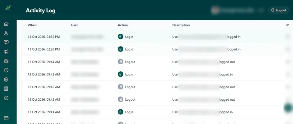 Activity log