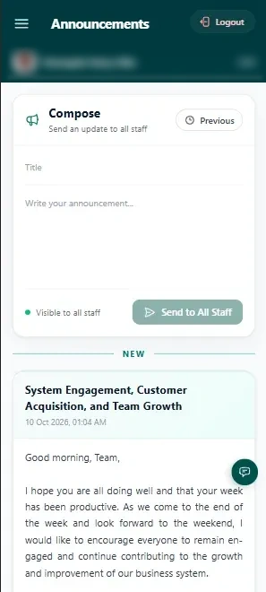 Announcements on mobile