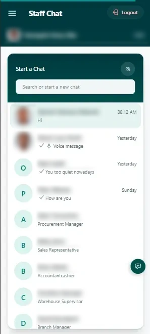 Staff chat on mobile