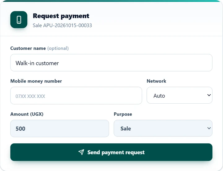Request payment form